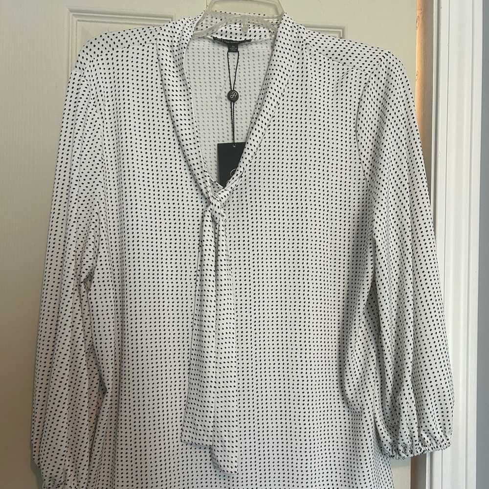 Polka Dot Tie Front Blouse